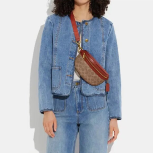 COACH Bethany Belt Bag Crossbody Signature Brown Leather with Classic Monogram - Picture 6 of 14